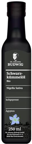 Dr. Budwig Premium Bio Schwarzkümmelöl gefiltert (250ml) | Nigella sativa - ätherisches Öl aus Ägypten - Vitamin E - 240mg Thymochinon - Linolsäure - kaltgepresst - laborgeprüft