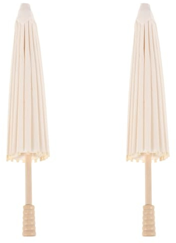 TOVINANNA Lot de 2 ombrelles vintage en papier pour poupées - Cadre en bois robuste - Design classique pour la décoration de mariage et les projets de bricolage - Objet de collection pour les amateurs