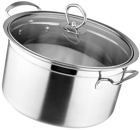 CLISPEED Olla Acero Inoxidable Con Tapa De Vidrio Cacerola Multifuncional Para Cocción Saludable Inducción Para Sopa y Estofados Pequeños
