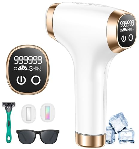 21J Depiladora Laser con Función de Refrigeración, 600-1200NM Depiladora Luz Pulsada con 9 Niveles de Energía, para Mujeres y Hombres, Ideal para Rostro, Bikini y Cuerpo