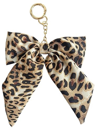 Taschenanhänger Damen mit Schleife im Leopardenmuster – Süßer Schlüsselanhänger Damen, Schlüsselanhänger Schleife für Rucksack Anhänger Zubehör – Taschen Accessoires, Bow Purse Keychain Bag Charms