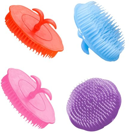 LOORGVEL Cepillo Masajeador Cuero Cabelludo para Reducir Caspa Color Aleatorio de Pe 4piezas y Adecuado para Varios Estilos de Cabello en Casa y Oficina