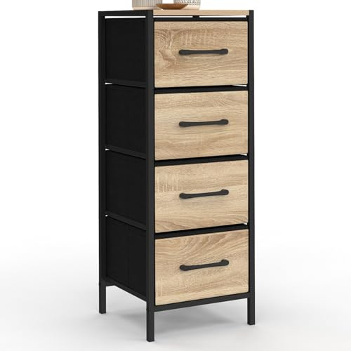 IDMarket – Mueble auxiliar 4 cajones Utah 30 cm, organizador, Mueble de almacenamiento diseño industrial
