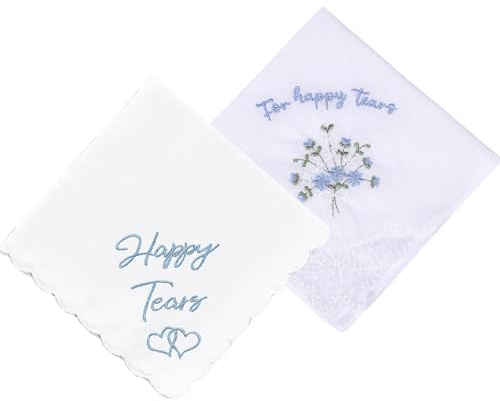 YNR Luxuriöses Hochzeitstaschentuch für den Hochzeitstag - Sentimentales Andenken für glückliche Tränen - Erinnerung an die Brautparty - Blaues Geschenk für die Braut