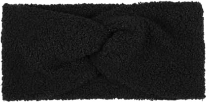 Aniyan 1 STK Stirnband Damen Winter Teddyfell mit Twist Knoten | Weiches Breit Haarband Elastisch Warm Ohrenwärmer | Winterstirnband für Alltag & Outdoor (Schwarz)