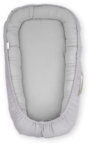 Nido para recién nacidos gris – Cuna acolchada suave de algodón y felpa, hipoalergénica, colchón portátil para bebés de 0–8 meses, comodidad y sensación de protección en el día a día