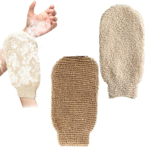 JYNXOR Lot de 2 gants exfoliants pour le corps en Fibres Naturelles, gants exfoliants, gants exfoliants, gants exfoliants, gants exfoliants, gants de douche, gants exfoliants pour la Douche