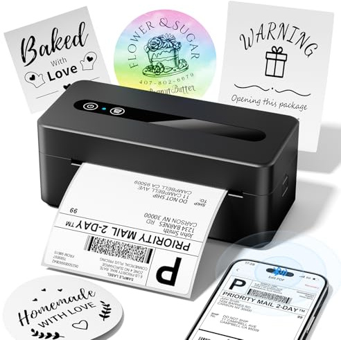 TATTMUSE Shipping Label Printer Bluetooth, Postage Thermal Label Printer 4x6 for Business, 2411BT Die-Cut Machines Compatible with Amazon, Royal Mail, Support iOS, Android, Windows and Mac