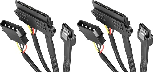 KabelDirekt – 22 Pin SATA su cavo elettrico a 4-pin Molex e cavo dati a 7-pin SATA 3 6 Gbit/s (per il collegamento di dischi rigidi (SSD, HDD) e lettori (CD, DVD, Blu-Ray)) (Confezione da 2)