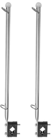 Toyvian Lot de 2 Mâts de Pavillon en Acier Inoxydable Support de Drapeau Marin pour Bateau et Yacht Fixation Rail Résistante à l'eau Salée Accessoire Extérieur Solide pour Décoration