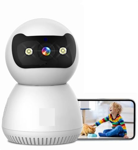 Telecamere di sicurezza, Telecamera di sorveglianza IP WiFi intelligente da 5 MP, monitoraggio automatico, sicurezza wireless interna, CCTV for la casa, baby monitor per la casa(5MP Add 64G SD)