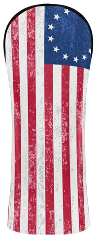 Coprimazza per mazze da golf, stile vintage, con bandiera Betsy Ross, impermeabile, con targhetta numerica, per conducente, fairway, legno ibrido