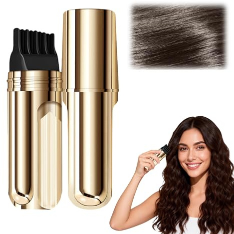 20ML Ansatzfarbe, Graue Haare Abdecken, Haarpuder Ansatz Haarfärbekamm, Haaransatz Kaschieren, Haar Mascara & Bart Färben, Wasserdicht & Schweißbeständig (Dunkelbraun)