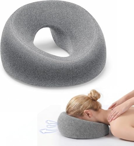 Dexpally Face Pillow Kopfkissen, U-förmiges Lochkissen Massage Kopfstütze, Massage Kopfstütze für Das Bett, massagekissen Kopf Loch, U-förmiges Nickerchen Me-mory Foam Kissen für Salons.