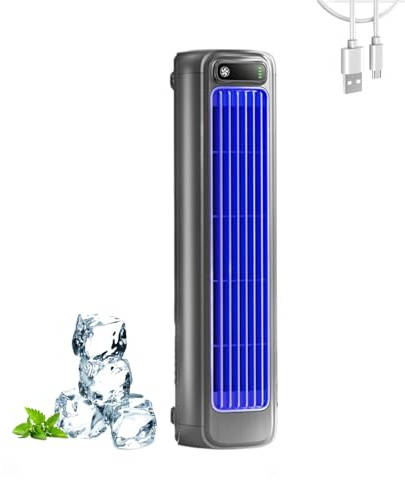 Aire acondicionado, enfriador de aire, ventilador de torre USB, 3 velocidades, montaje horizontal, vertical o de pared, para dormitorio, oficina, hogar (gris + beige)