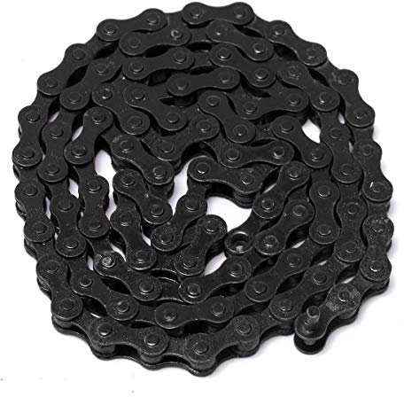 AAlamor 1/2 x 1/8 Zoll, 96 Glieder, einfache Geschwindigkeit, bunte Kette, Gear, Mountainbike, BMX, Fahrrad, Sport, Straße – Schwarz