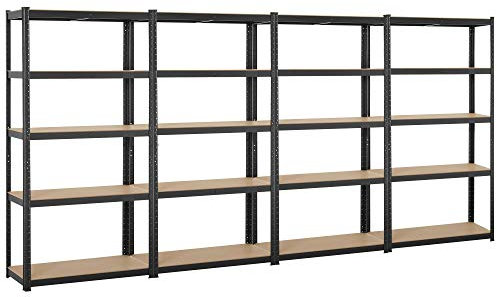 Yaheetech 4 Stück Schwerlastregal 180 x 90 x 40 cm Lagerregal Kellerregal pro Regal bis 875 kg belastbar Steckregal Werkstattregal Garage, Keller