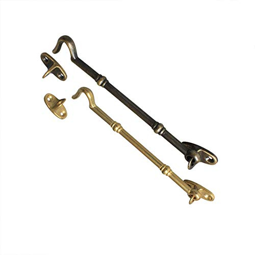 POWERTOOL Gancio e occhiello, 1 gancio per finestra, in ottone anticato, per porte, finestre, stile decorativo (ottone 22,5 cm)