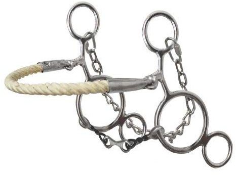 Showman Stainless Steel Rope Nose Hackamore with Twisted Dog Bone Mouth