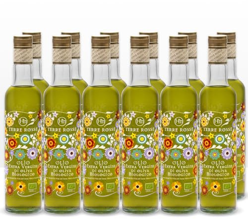 Terre Rosse - Olio Extravergine di Oliva Italiano Biologico Spremuto a Freddo - Monocultivar Moraiolo - Certificazione Kosher/P - Edizione Limitata Campagna Olearia 2025-12 Bottiglie da 500 ml