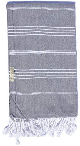 SOLALUCE Lightweight 100% Turkish Cotton Gift Comfortable Super Absorbent Quick Dry Multicolor Towel for Marina Pool Yatch Hammam Bath Spa Sauna Beach Gym Fitness Yoga Camping Kitchen (Grey 1Pcs)
