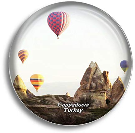 Imán para nevera, diseño de pavo con globo aerostático, capadocia, imanes de cristal para nevera, recuerdos, bonito imán de cristal para decoración de pizarra blanca, oficina, hogar, regalo