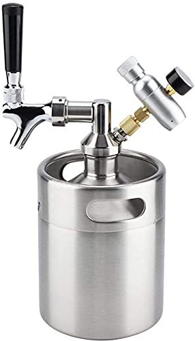 YRHH Barril De Cerveza, Barril De Acero Inoxidable, Mini Barril De Acero Inoxidable De 2 litros con Grifo Sistema Dispensador De Cerveza Artesanal Presurizado para El Hogar