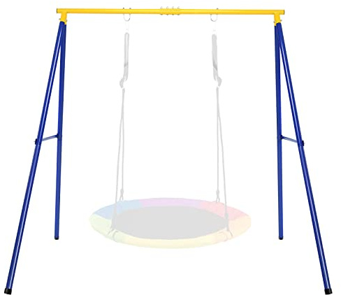 COSTWAY Supporto per Altalena Bambini, Base da Altalena per Bambini in Metallo, Strattura per Altalena da Giardino, Portata 200 kg (Blu e Giallo)