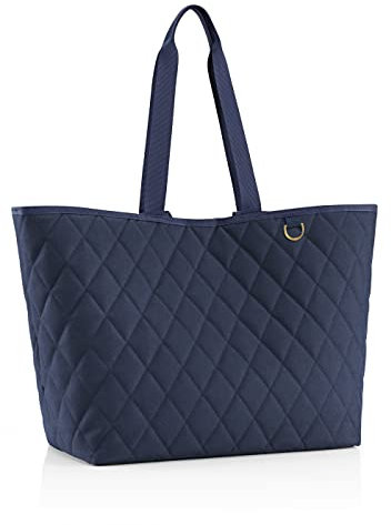 reisenthel classic shopper XL rhombus midnight gold – Geräumige Shopping Bag und edle Handtasche in einem – Aus wasserabweisendem Material