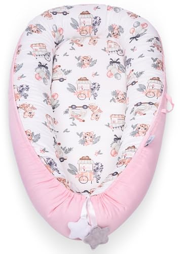 YGJT Nido de bebé para recién nacido, tumbona para niños de 0 a 12 meses, nido de bebé 100% algodón, artículos esenciales para recién nacidos, regalos para bebés (adorable ciervo rosa)