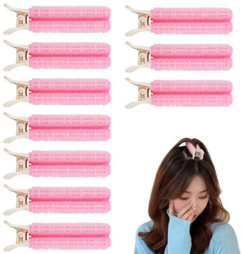 Bekecidi 10 Stück Volumen-Haarwurzel-Clips Natürliche Flauschige Haar-Volumizer Selbstklebende Lockenwickler Roller Haarstyling-Werkzeuge für Frauen und Mädchen (Rosa)