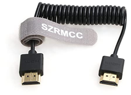 SZRMCC 8k 2.1 HDMI auf HDMI Ultra High Speed Spiralkabel Geflochtenes Kabel für Z Cam E2 S-ony FX6 FX9 Canon EOS C70 C300 Portkeys BM5 Atomos Ninjav V Shogun Monitor
