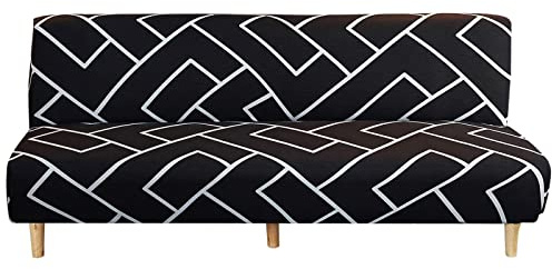 Topchances Futon-Sofabettbezug, ohne Armlehnen, klappbar, Stretch-Futon-Sofabezüge ohne Arme, Schonbezug für Sofabett, Sitz, Couchschutz, passend für 2–3-Sitzer, Klappsofa, ohne Arme (Labyrinth)