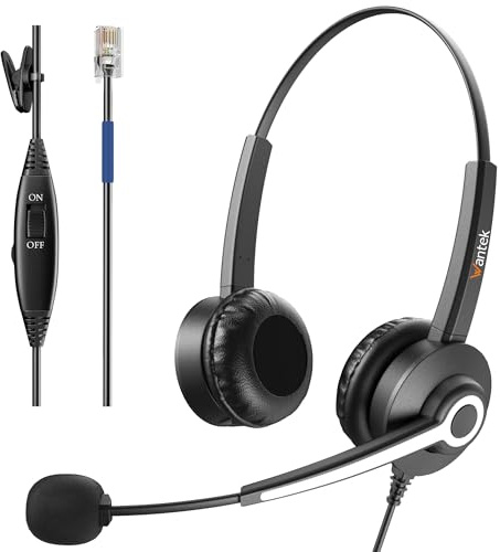 Wantek Phone Headset for Landline Office Phone,Noise Canceling Microphone and Mute Switch,Telephone Headset Compatible with Cisco IP-7940 7942 7945 7960 7962 7965 7811 7821 8811 8841 8845 8851