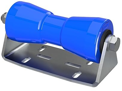 Rouleau de quille en polyuréthane avec Support B Aide à la Mise à l'eau des remorques de Bateaux galvanisé 200 mm, Bleu