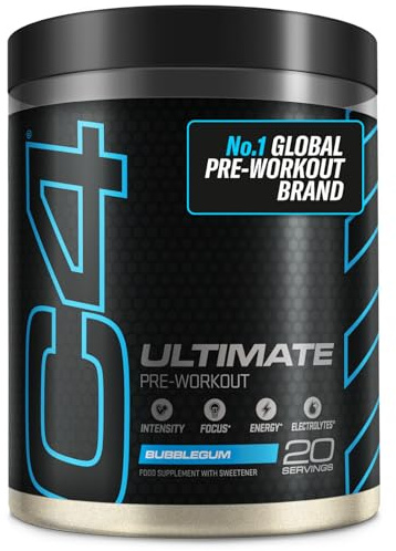 C4 Ultimate Pre Workout Powder Bubblegum 20 Servings, 40 if Single Scooped | Zero Sugar Pre Workout with Caffeine 300mg, L Citrulline 7000mg, Beta Alanine 4800mg, Vitamins and Electrolytes