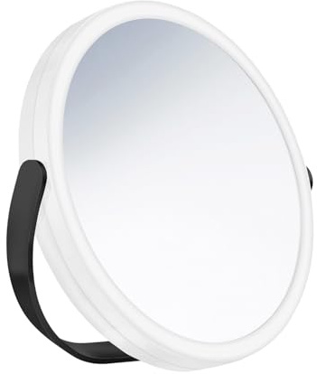 Smedbo Outline Kosmetikspiegel schwarz LED 7-Fach und Normal mit schwenkbarem Stellfuss FB444