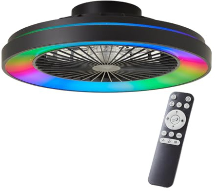 Brilliant LED-Deckenleuchte mit Ventilator 48,5cm Schwarz Dimmbar