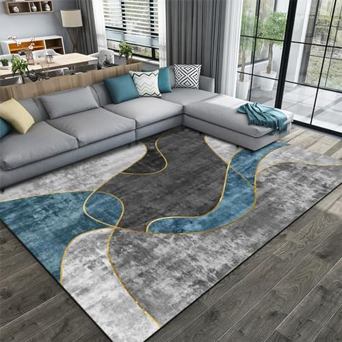 Teppich bettumrandung Teppich Teppich Wohnzimmer weich Blau Grau Gelb Tinte Geometrisch Design Wohnzimmerteppich Teppich babyzimmer mädchen 80x120cm
