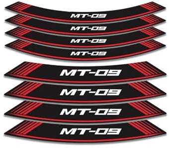 Felgendekoration 8 Stücke Streifen Motorrad Innenrad Reifen Aufkleber Felgenband Motorrad Dekorative Aufkleber Und Abziehbilder Für MT-09 MT 09 MT09 Langlebig und attraktiv(Rosso)