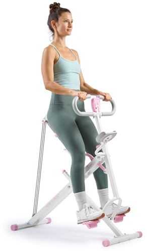 Sunny Health & Fitness Smart Upright Row-N-Ride Trainer w/Adjustable Resistance, Foldable Home Exercise Equipment for Arm, Glute & Leg Training, Free SunnyFit App Bluetooth Connect - P2100SMART