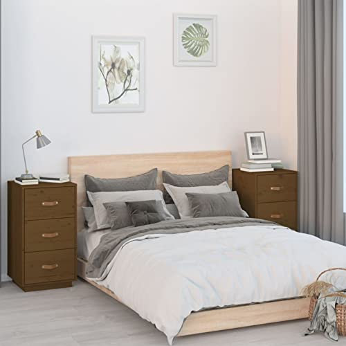 ShGaxin Nachttische 2 STK Nachtschrank, Nachtkonsole, Bedside Tables, Nachtkästchen, Beistellschrank, Nachtkommode, Nightstand, Honigbraun 40x40x75 cm Massivholz Kiefer