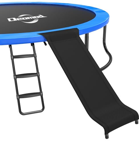 Deomod Trampoline Ladder Slide Kit, Trampoline Universal 3 Steps Ladder & Buffer Slide, Universal Trampoline Slide Stairs for 10 12 14 ft and More Frame, Trampoline Accessories Easy to Climb for Kids