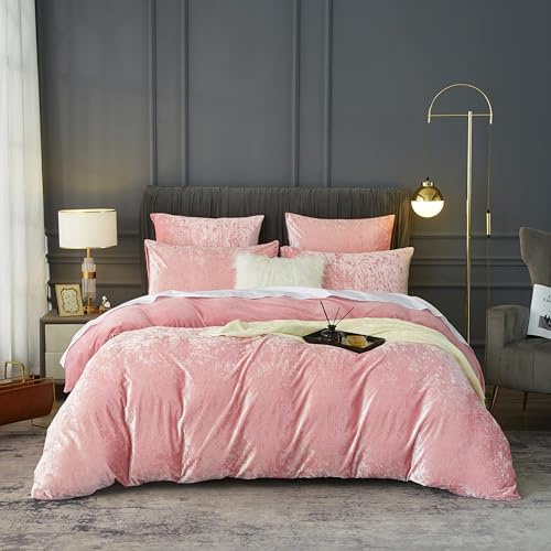 Winter Bed Linen 155 x 220 cm Plush Green Dark Green Velvet Flannel Warm Cuddly Fluffy Bed Linen Cashmere Touch Reversible Bed Linen Double Bed Duvet Cover with Zip and 2 Pillowcases 80 x 80 cm
