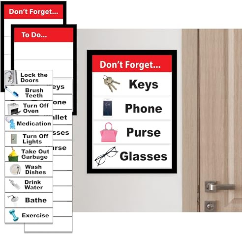 ELDR AT HOME Reminder Organization Board for Seniors – Daily Task & Memory Aid – Dementia and Alzheimer’s Reminder Tool – Visual Organizer with 20 Cards for Routines & Personalized Prompts