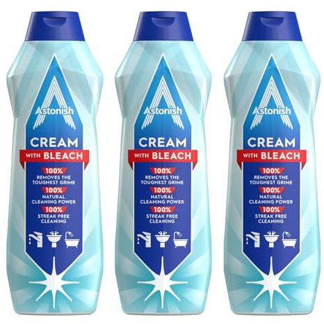 Astonish Specialist Cream Cleaner with Bleach, for Removing Tough Grime and Dirt, Deep Cleaning, 3 x 500ml