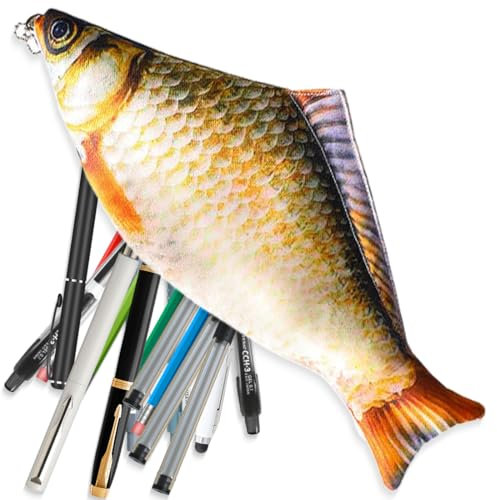 CATOR 1 Stück Fisch Geformt Federmäppchen Neuheit Fisch Federbeutel Fisch Geldbörse Lustige Federmäppchen für fisch Schule Klassenzimmer - Karpfen