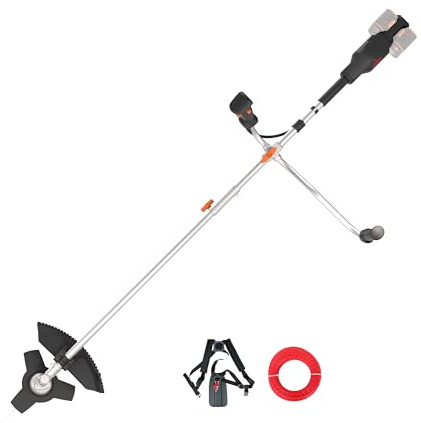 WORX Decespugliatore senza fili 40 V WG084E.9, lama da 25,5 cm, filo da taglio 38 cm, manico manubrio, motore Brushless, cappuccio di protezione, compatto e leggero, consegnato senza batteria o