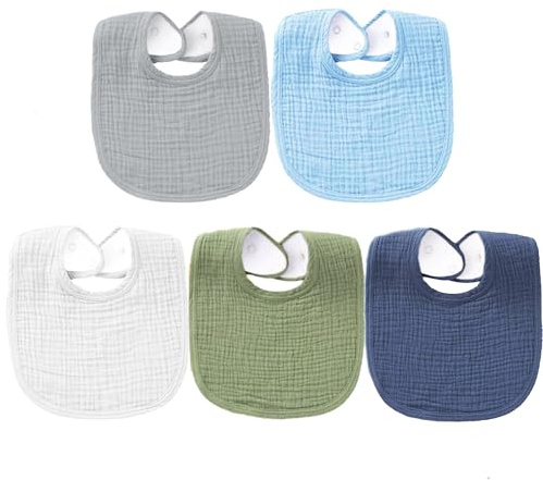 SLOSH Bavaglini per Bambini Neonati in Cotone Morbido Assorbente Regolabile Traspirante Unisex per Bambini e Bambine, grigio, Taglia unica