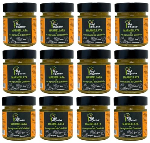 Marmellata ai 3 Agrumi di Calabria - 12 vasi da 250g - Clementina, Arancia Navel e Limone - Senza Conservanti né Additivi - Prodotto Artigianale - Val D'Esaro